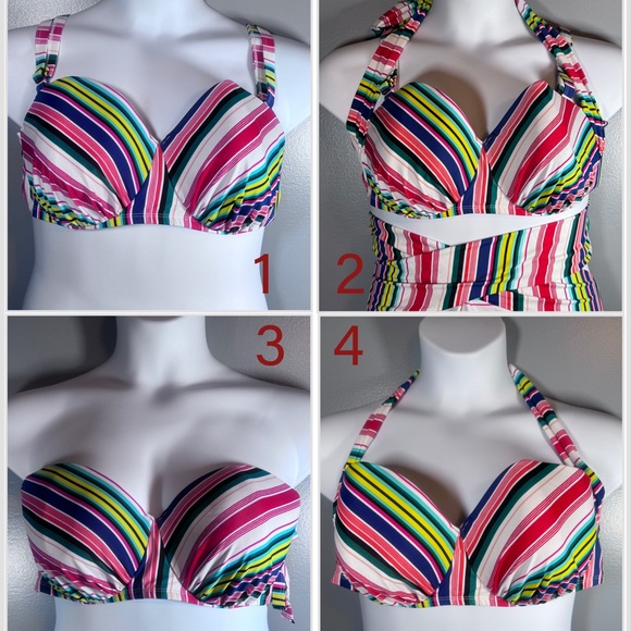 Swim by Cacique Rainbow Stripe Underwire Bikini Top Size 42C - Picture 7 of 9